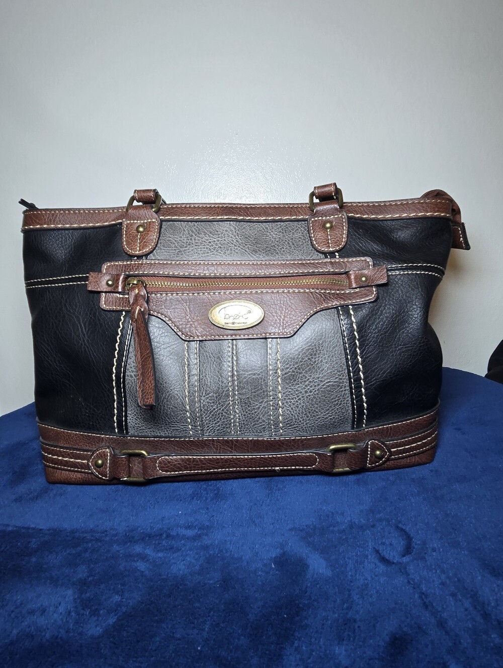 B.O.C. Leather Shoulder Bag Purse Black Brown Bronze